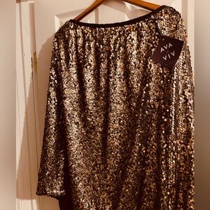 Bronze Sequins w/  Black patterns.  Plus size skirt. Size 3X